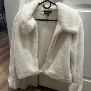 Express Faux Fur White Jacket